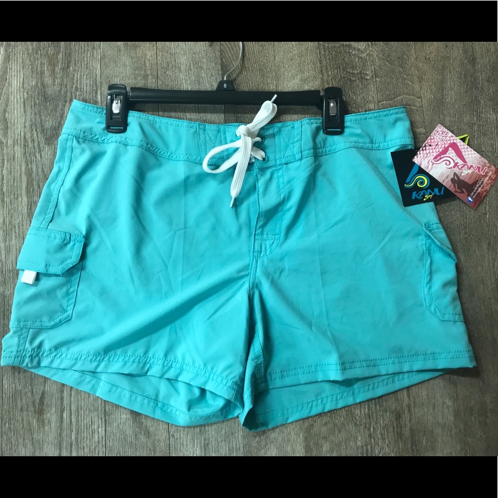 NWT Kanu Surf Size LG Turquoise Swim Shorts